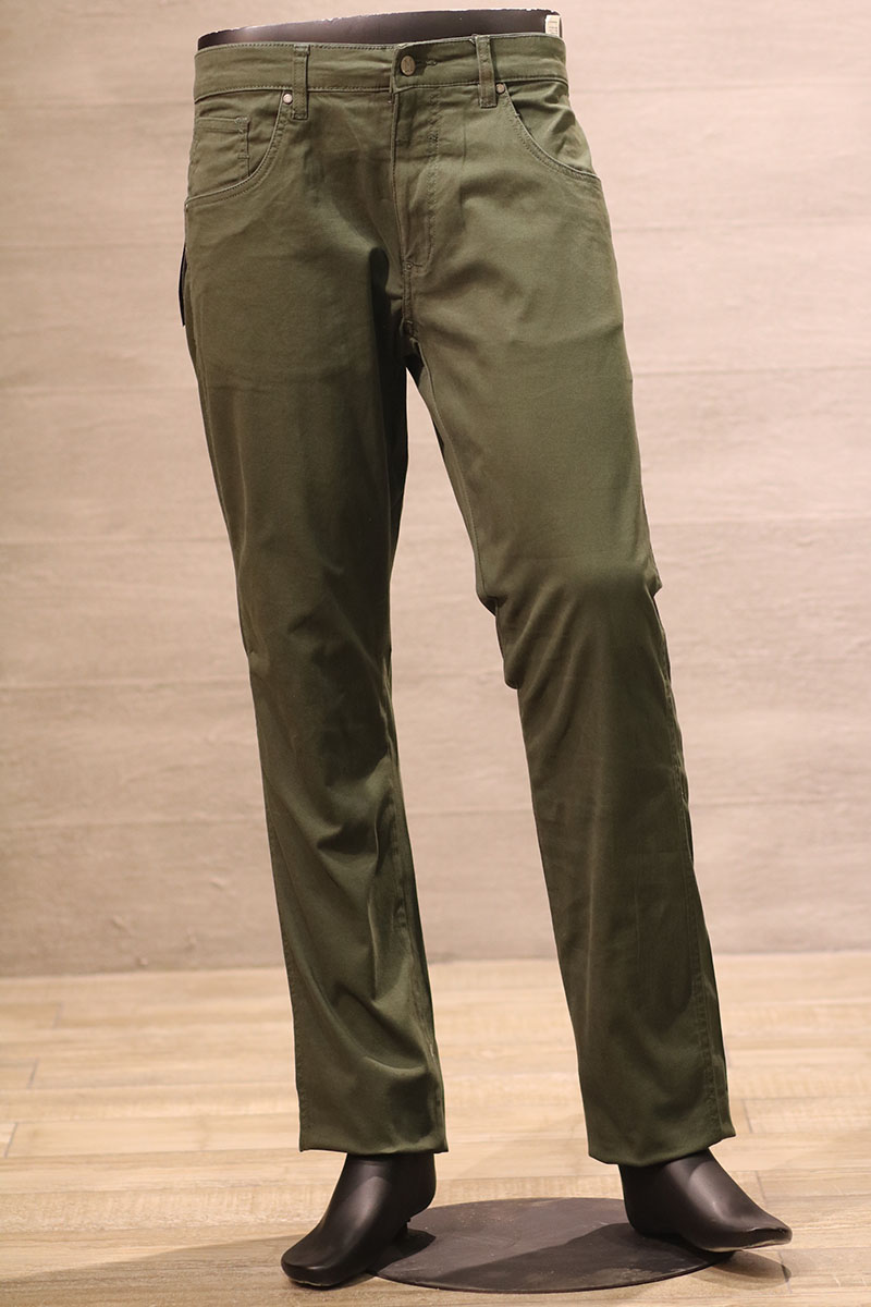 Olive Green Cotton Jeans Slim Straight – The Brand Store